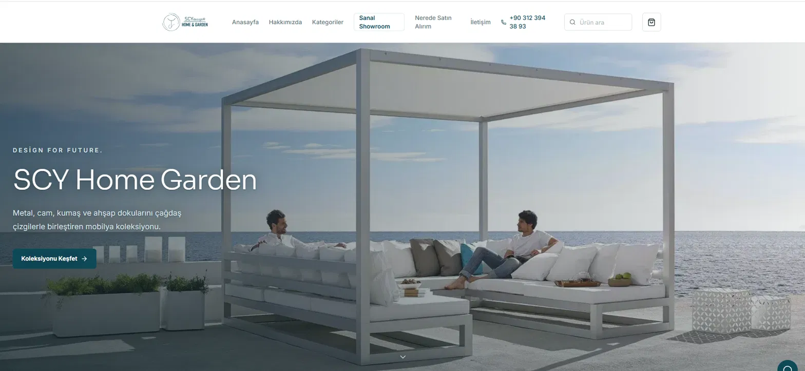 SCY Mobilya 3D sanal showroom ekran görüntüsü